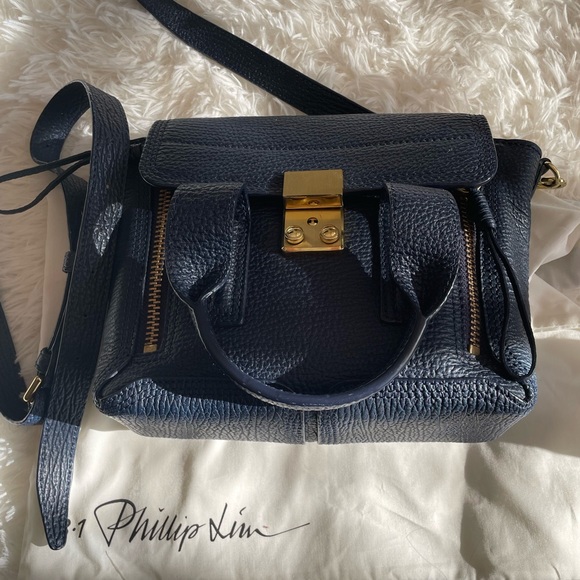 Like new, 3.1 Phillip Lin mini Pashli Leather Satchel in Navy - Picture 12 of 12